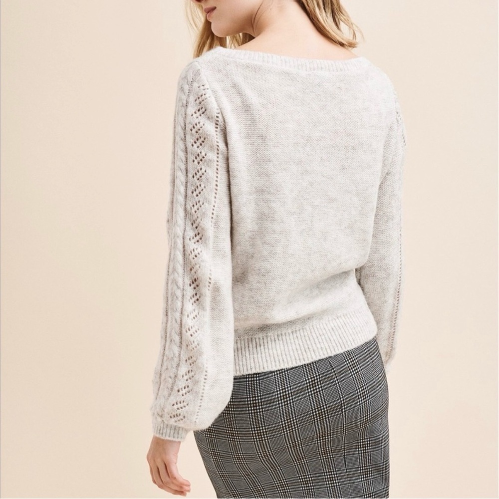 Dynamite Pointelle Knit Mohair Wool Crewneck Sweater